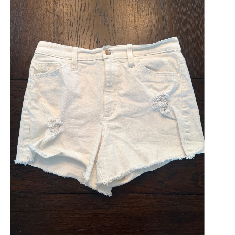 Universal‎ Thread White Denim Highest Rise Shortie Shorts Distressed Womens 10R